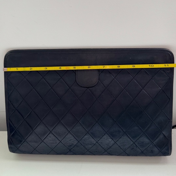 Auth CHANEL Matelasse Clutch Bag Lambskin Black Quilted Coco Mark CC Logo - Picture 2 of 14